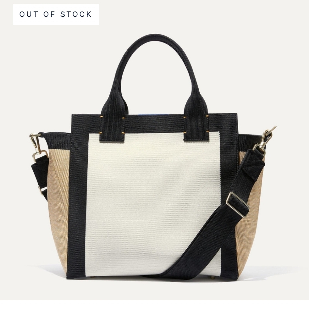 Rothy's Two-Tone Canvas Tote in Black, White & Tan
